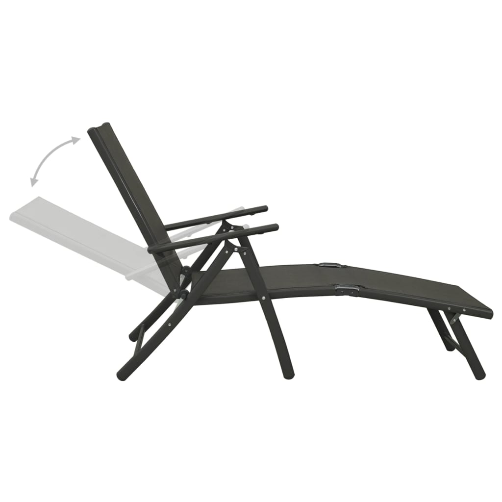 3 Piece Garden Lounge Set Textilene and Aluminium Black - Newstart Furniture