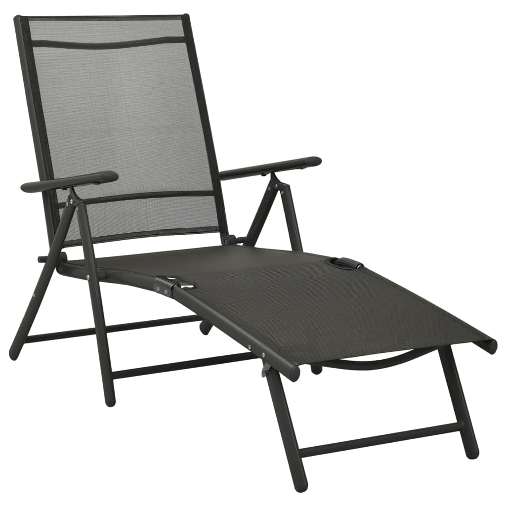 3 Piece Garden Lounge Set Textilene and Aluminium Black - Newstart Furniture