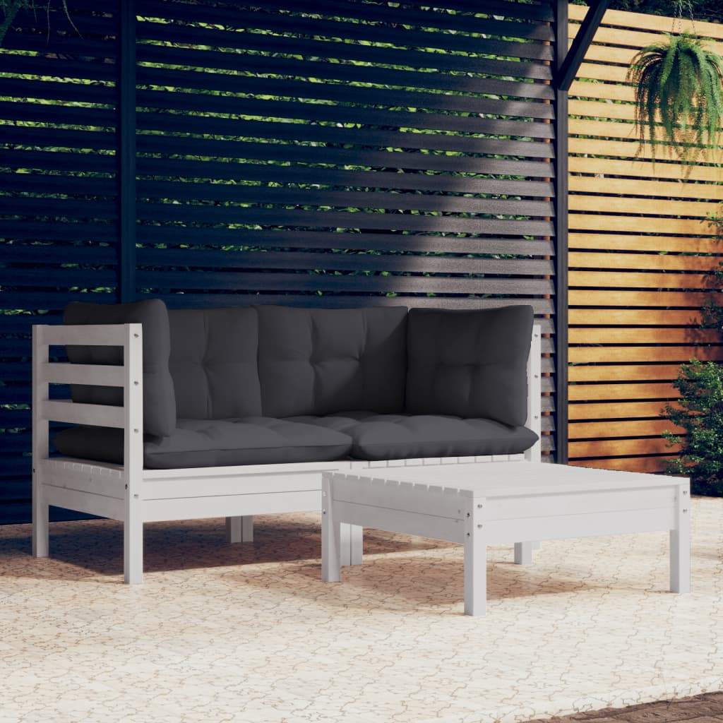 3 Piece Garden Lounge Set with Anthracite Cushions Pinewood - Newstart Furniture