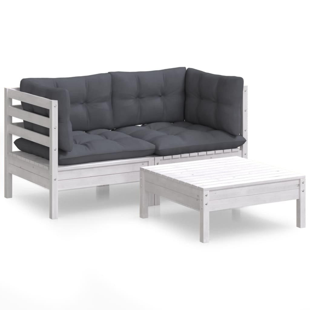 3 Piece Garden Lounge Set with Anthracite Cushions Pinewood - Newstart Furniture