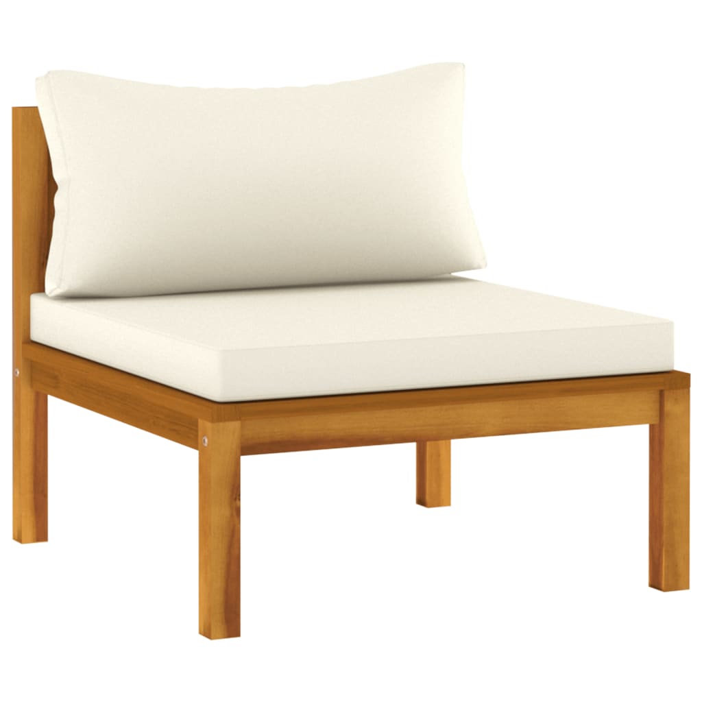 3 Piece Garden Lounge Set with Cream Cushion Solid Acacia Wood - Newstart Furniture