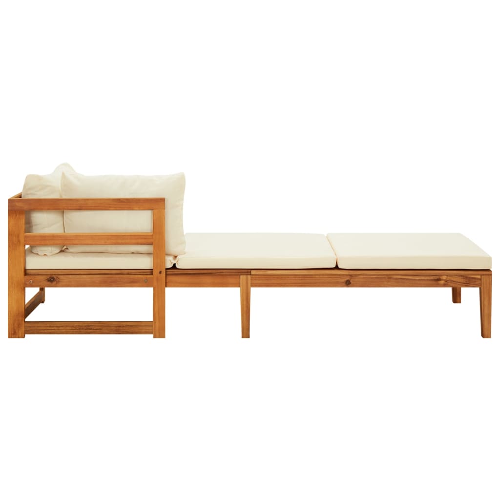 3 Piece Garden Lounge Set with Cream White Cushions Acacia Wood - Newstart Furniture