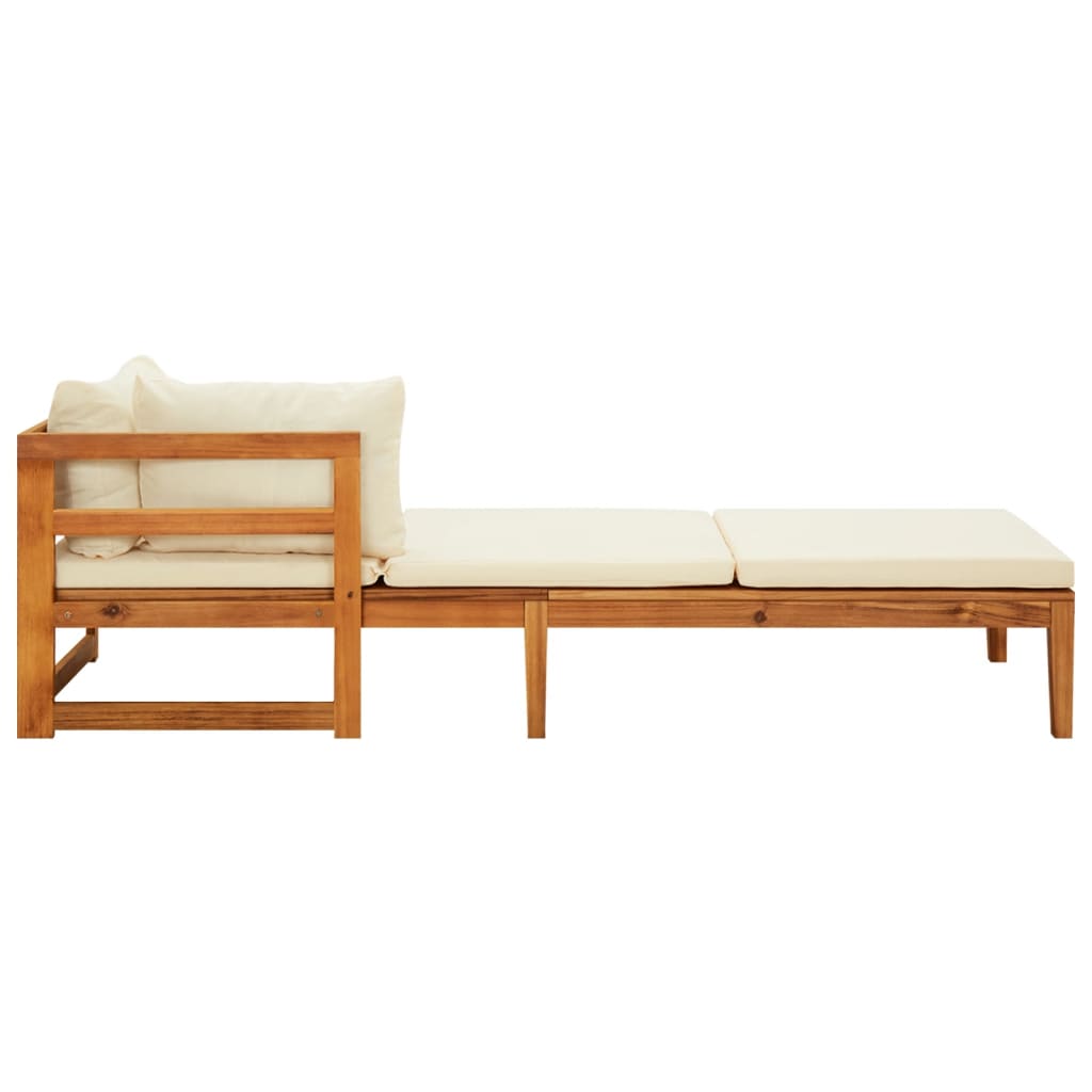 3 Piece Garden Lounge Set with Cream White Cushions Acacia Wood - Newstart Furniture