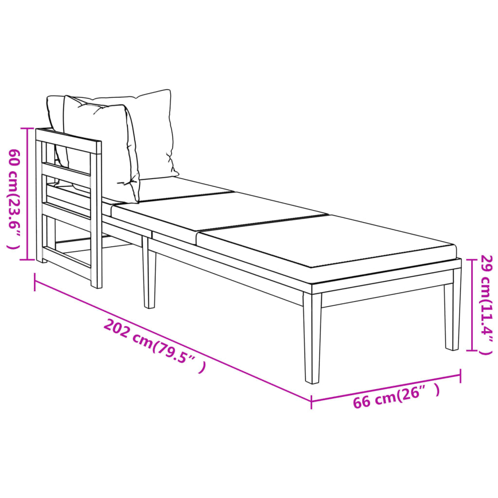 3 Piece Garden Lounge Set with Cream White Cushions Acacia Wood - Newstart Furniture