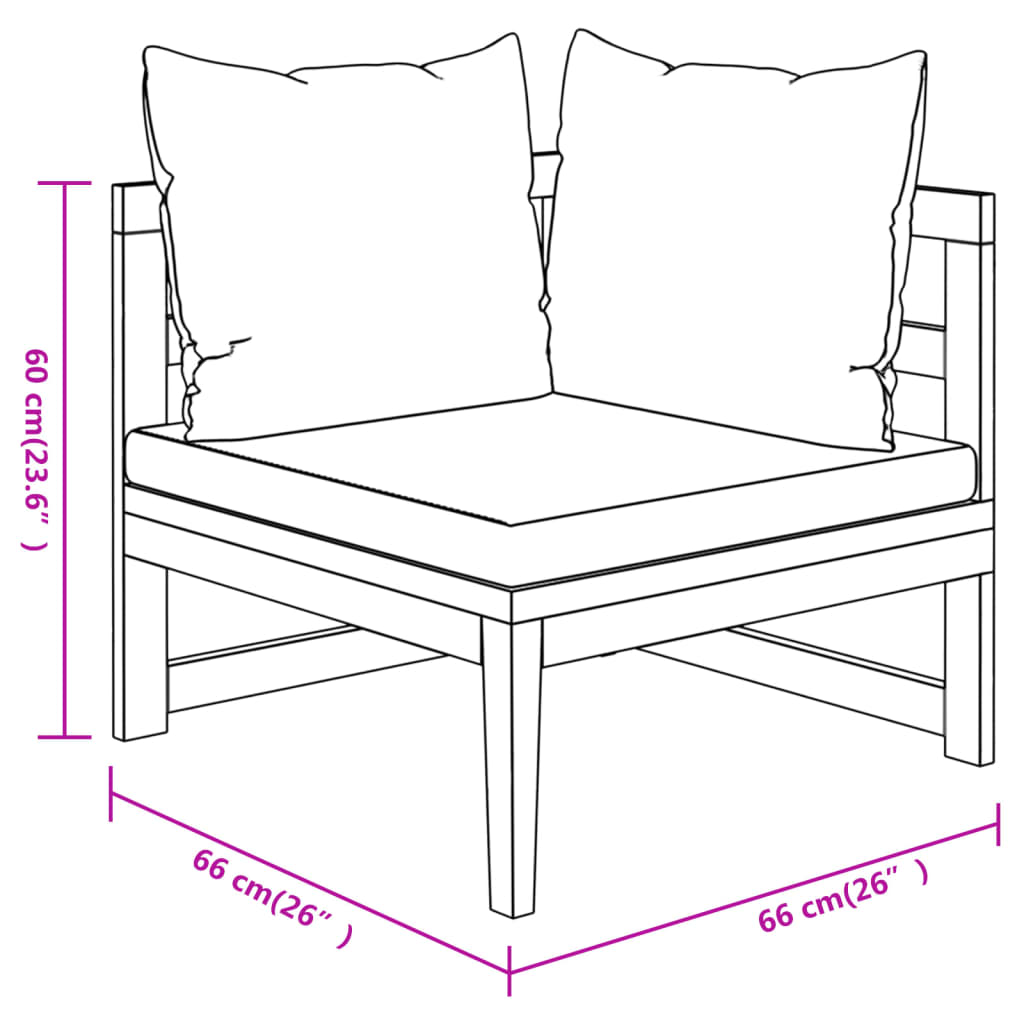 3 Piece Garden Lounge Set with Cream White Cushions Acacia Wood - Newstart Furniture