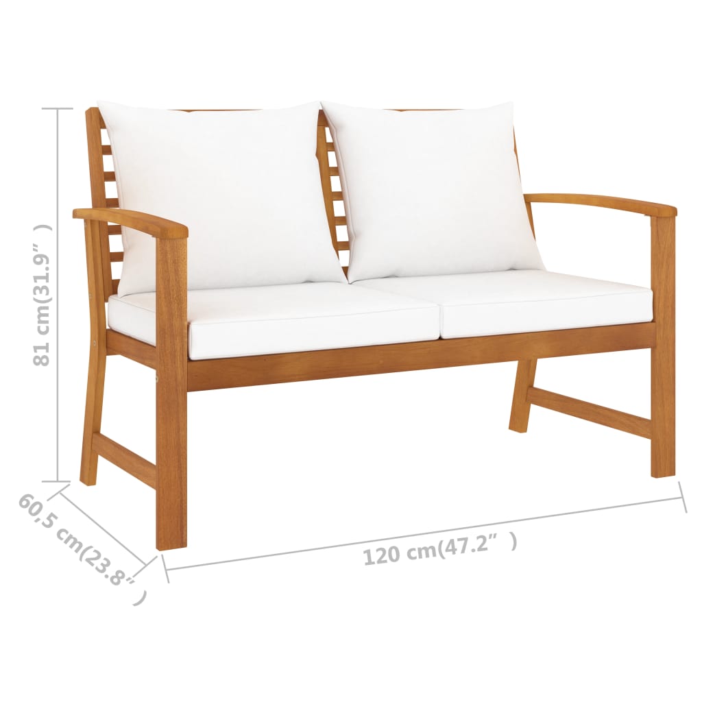 3 Piece Garden Lounge Set with Cushion Solid Acacia Wood - Newstart Furniture