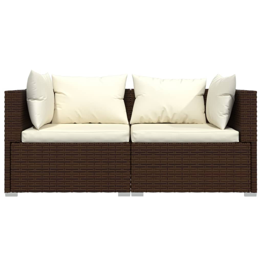 3 Piece Garden Lounge Set with Cushions Brown Poly Rattan - Newstart Furniture