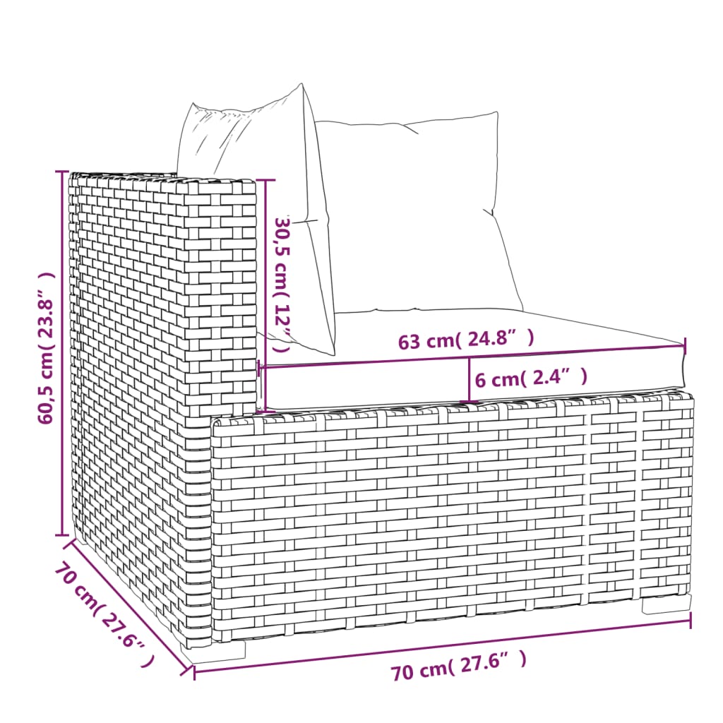 3 Piece Garden Lounge Set with Cushions Brown Poly Rattan - Newstart Furniture