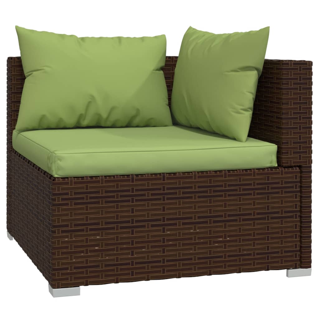 3 Piece Garden Lounge Set with Cushions Brown Poly Rattan - Newstart Furniture