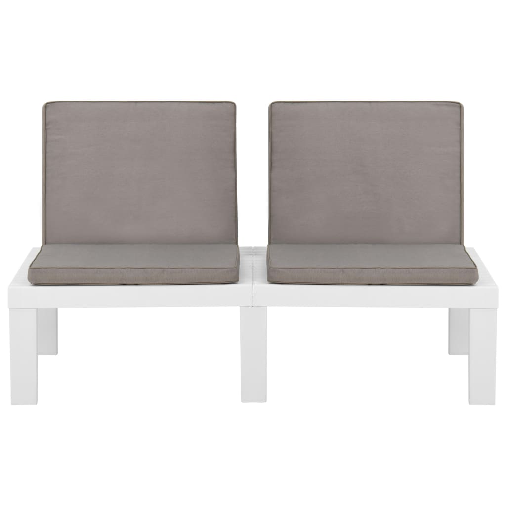 3 Piece Garden Lounge Set with Cushions Plastic White - Newstart Furniture