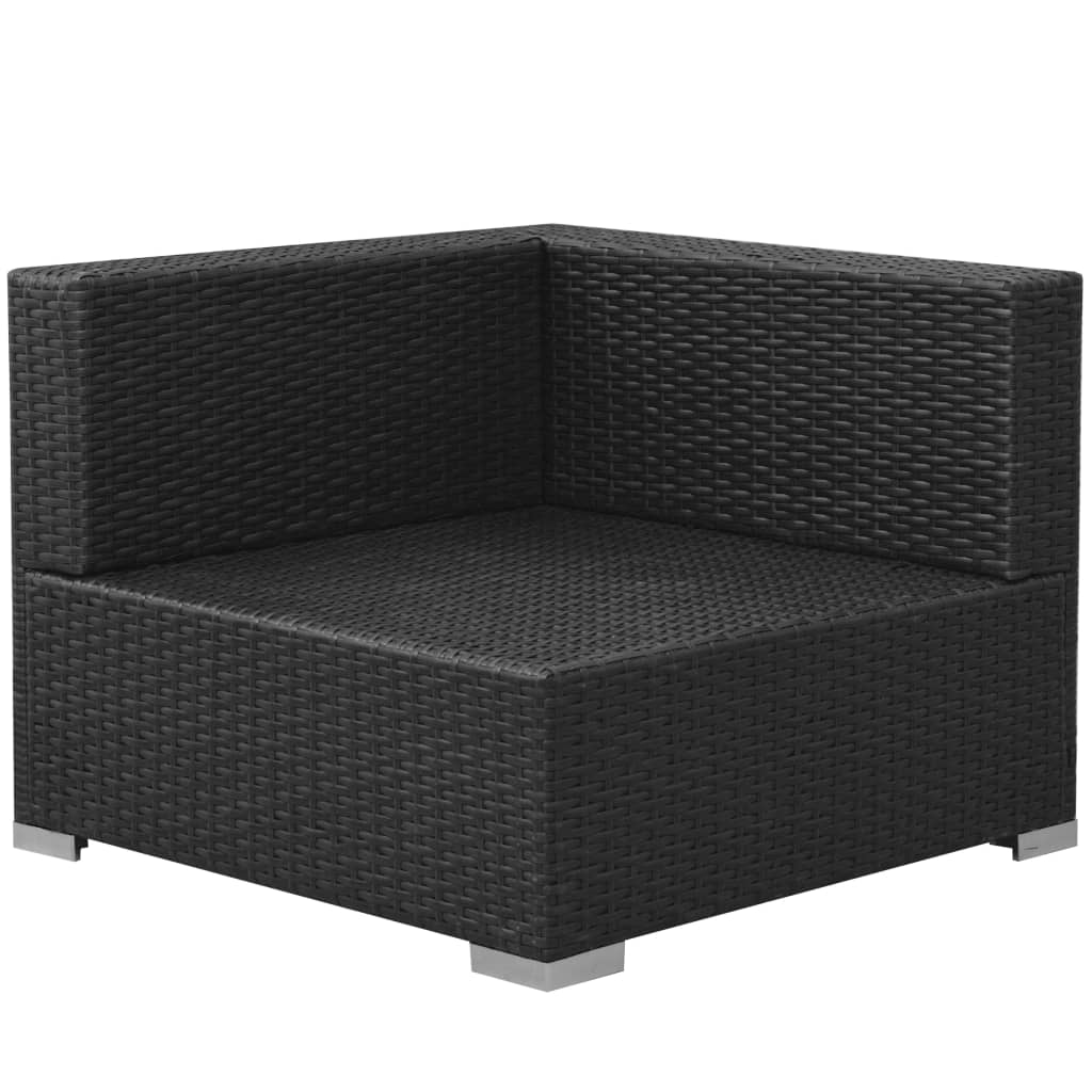 3 Piece Garden Lounge Set with Cushions Poly Rattan Black - Newstart Furniture