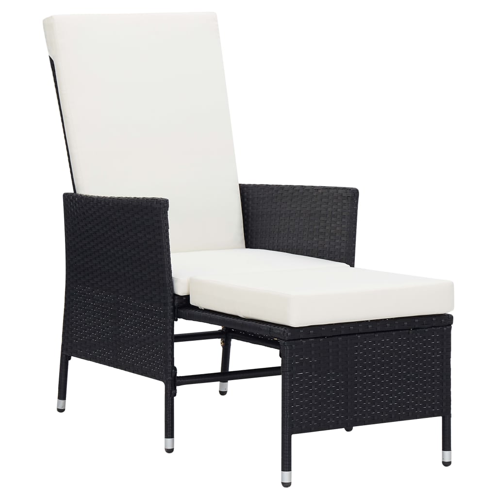 3 Piece Garden Lounge Set with Cushions Poly Rattan Black - Newstart Furniture