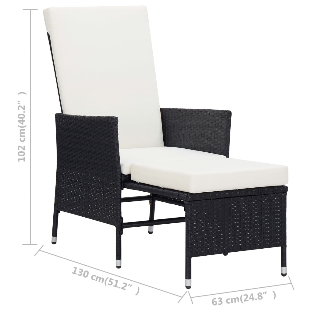 3 Piece Garden Lounge Set with Cushions Poly Rattan Black - Newstart Furniture