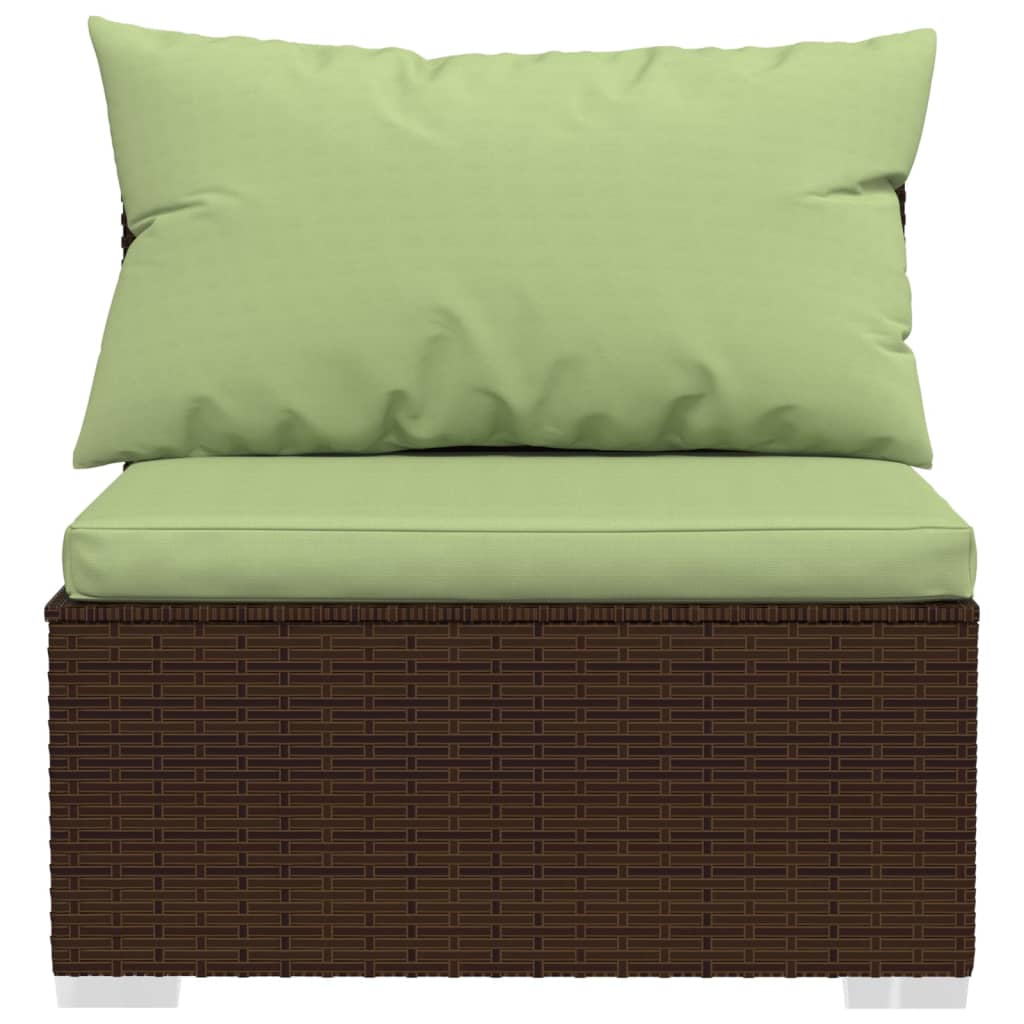3 Piece Garden Lounge Set with Cushions Poly Rattan Brown - Newstart Furniture