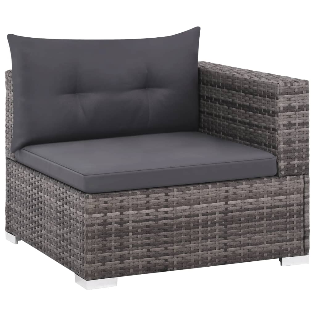 3 Piece Garden Lounge Set with Cushions Poly Rattan Grey - Newstart Furniture