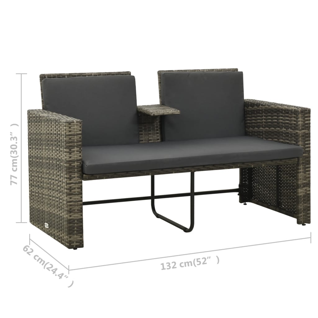 3 Piece Garden Lounge Set with Cushions Poly Rattan Grey - Newstart Furniture