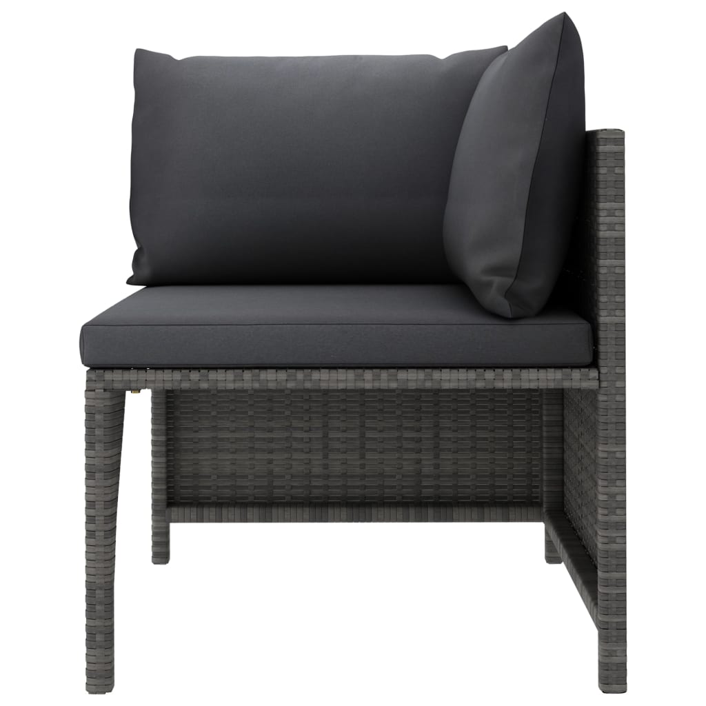 3 Piece Garden Lounge Set with Cushions Poly Rattan Grey - Newstart Furniture