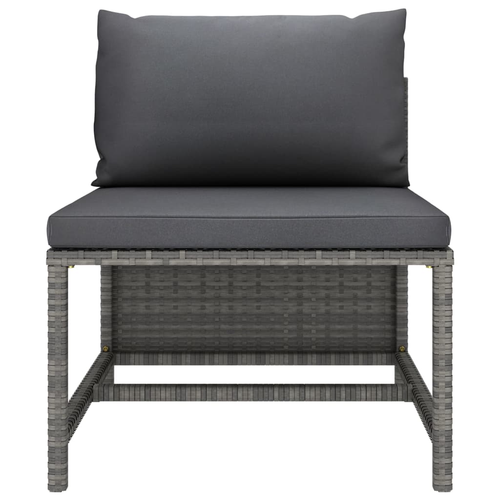 3 Piece Garden Lounge Set with Cushions Poly Rattan Grey - Newstart Furniture