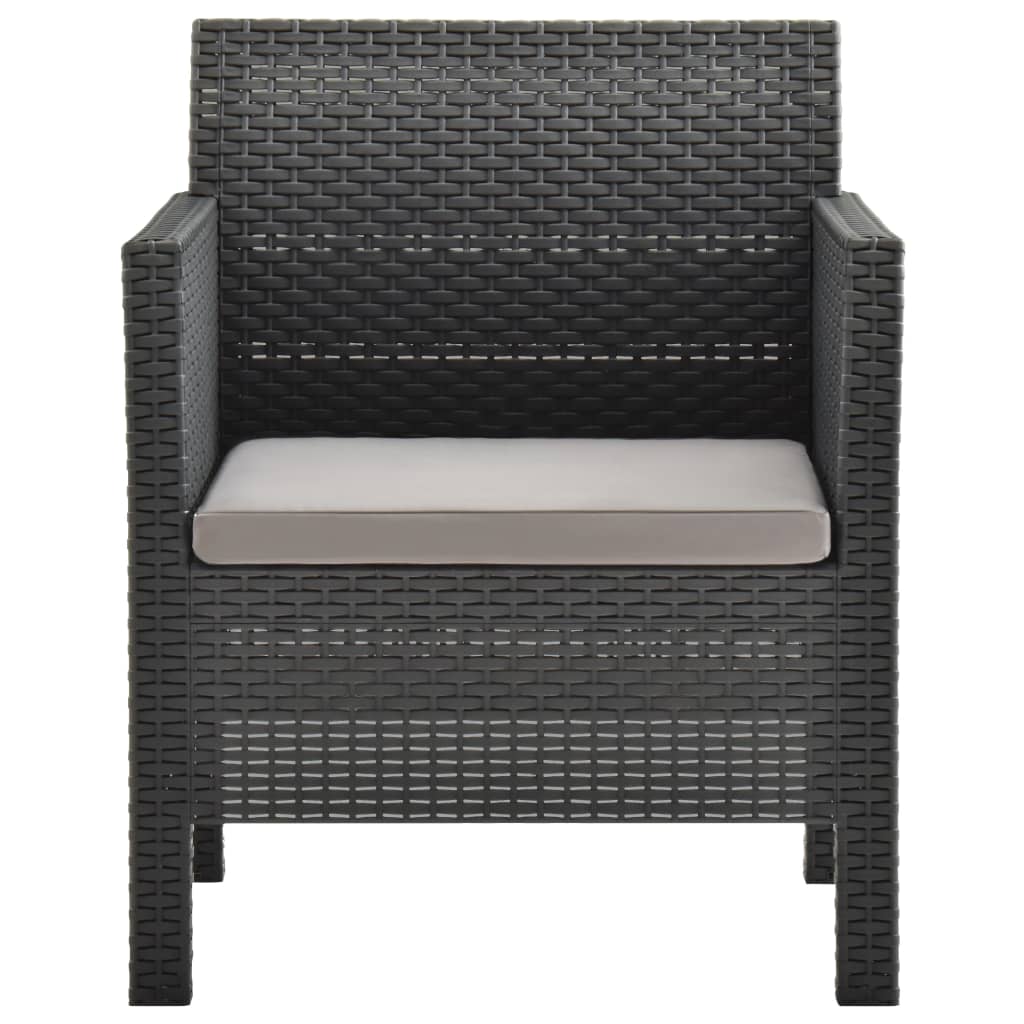 3 Piece Garden Lounge Set with Cushions PP Rattan Anthracite - Newstart Furniture