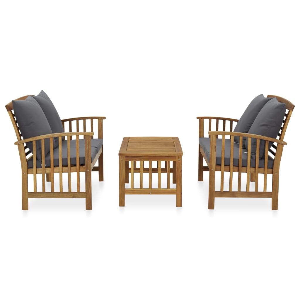 3 Piece Garden Lounge Set with Cushions Solid Acacia Wood (310261+310264) - Newstart Furniture