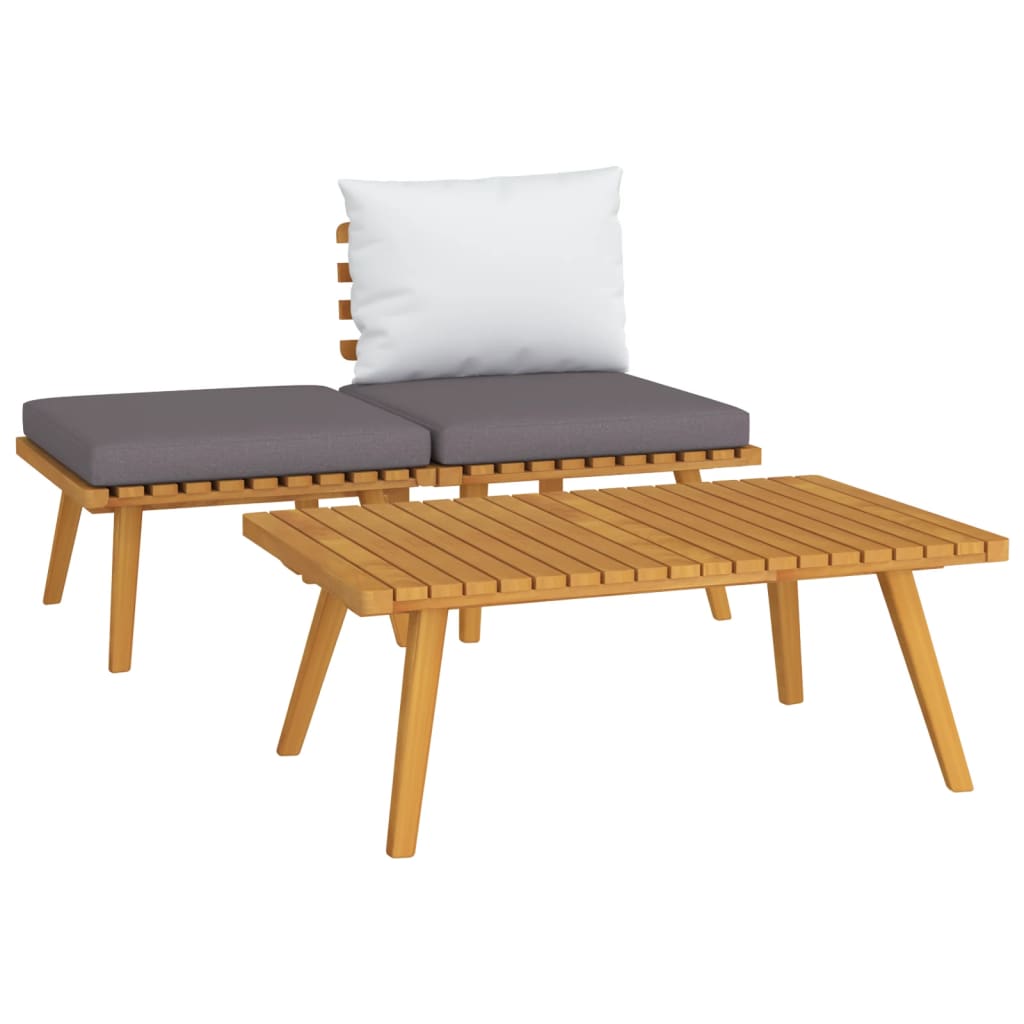 3 Piece Garden Lounge Set with Cushions Solid Acacia Wood - Newstart Furniture