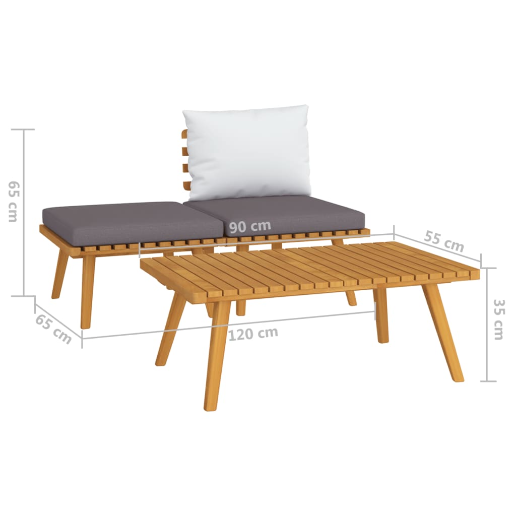 3 Piece Garden Lounge Set with Cushions Solid Acacia Wood - Newstart Furniture