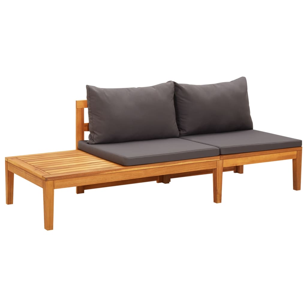 3 Piece Garden Lounge Set with Dark Grey Cushions Acacia Wood - Newstart Furniture