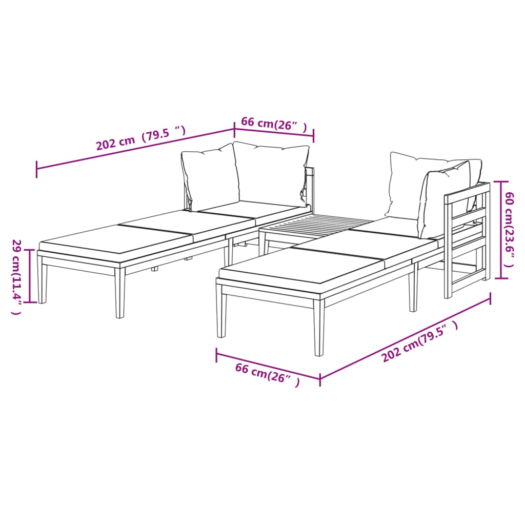 3 Piece Garden Lounge Set with Dark Grey Cushions Acacia Wood - Newstart Furniture