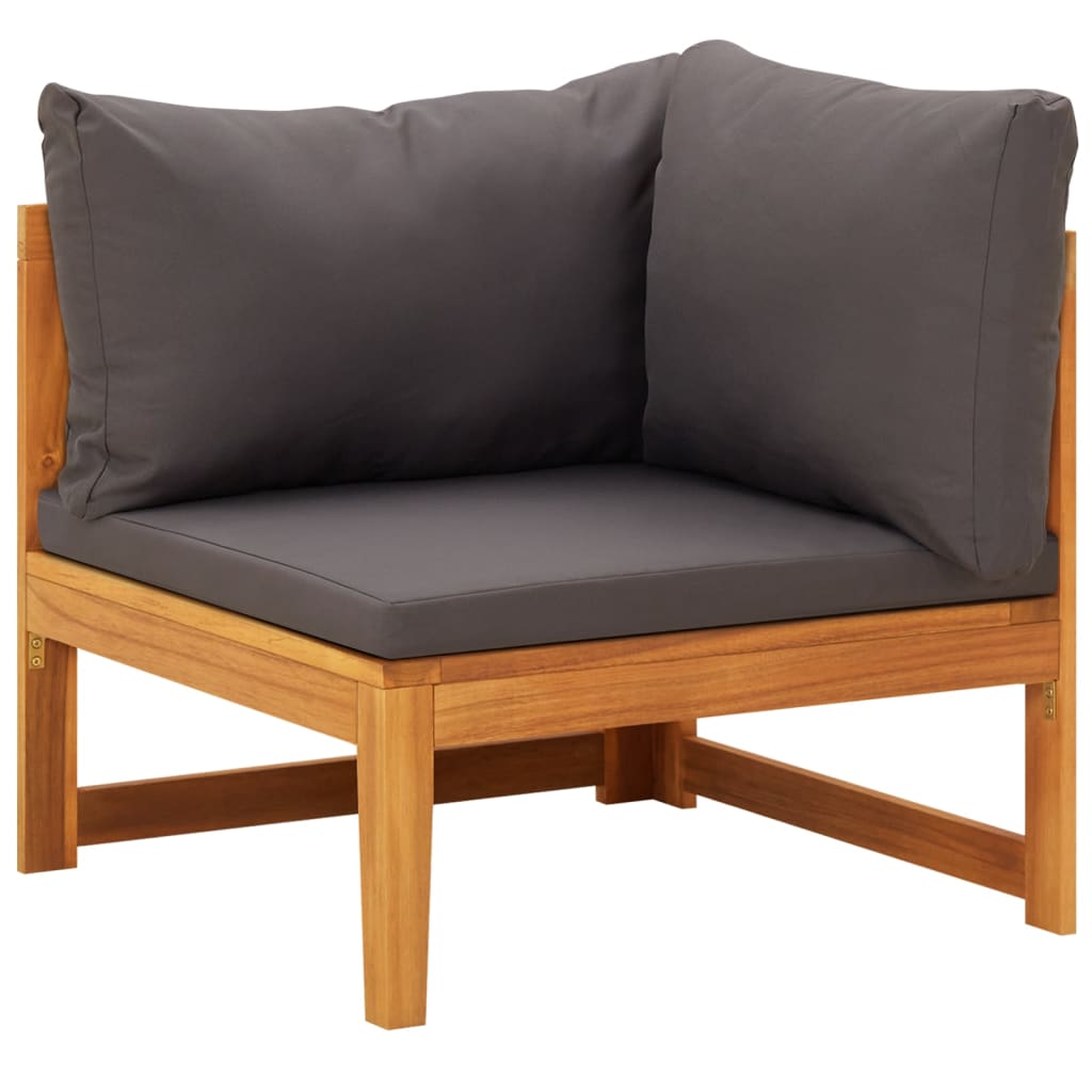 3 Piece Garden Lounge Set with Dark Grey Cushions Acacia Wood - Newstart Furniture