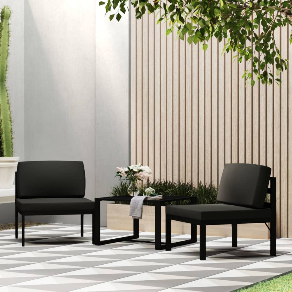 3 Piece Garden Sofa Set with Cushions Aluminium Anthracite - Newstart Furniture