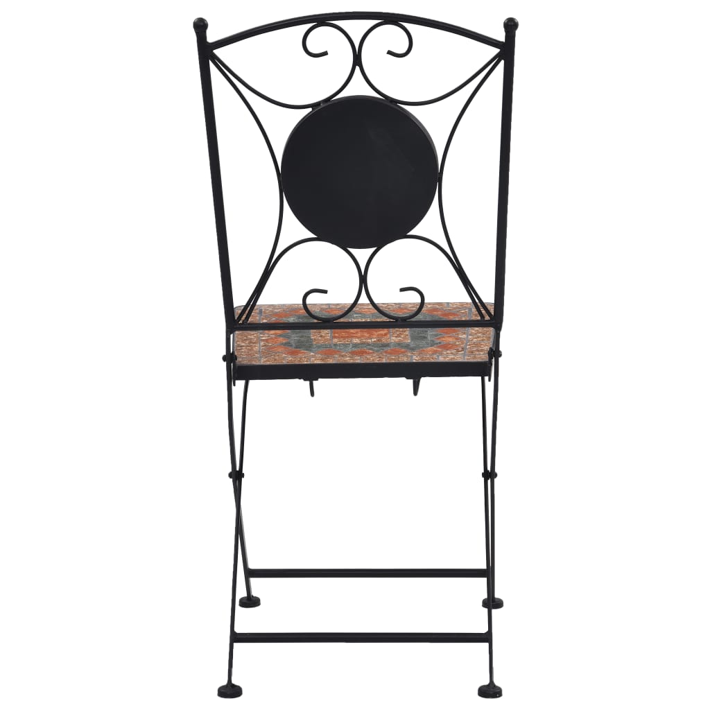 3 Piece Mosaic Bistro Set Ceramic Tile Orange/Grey - Newstart Furniture