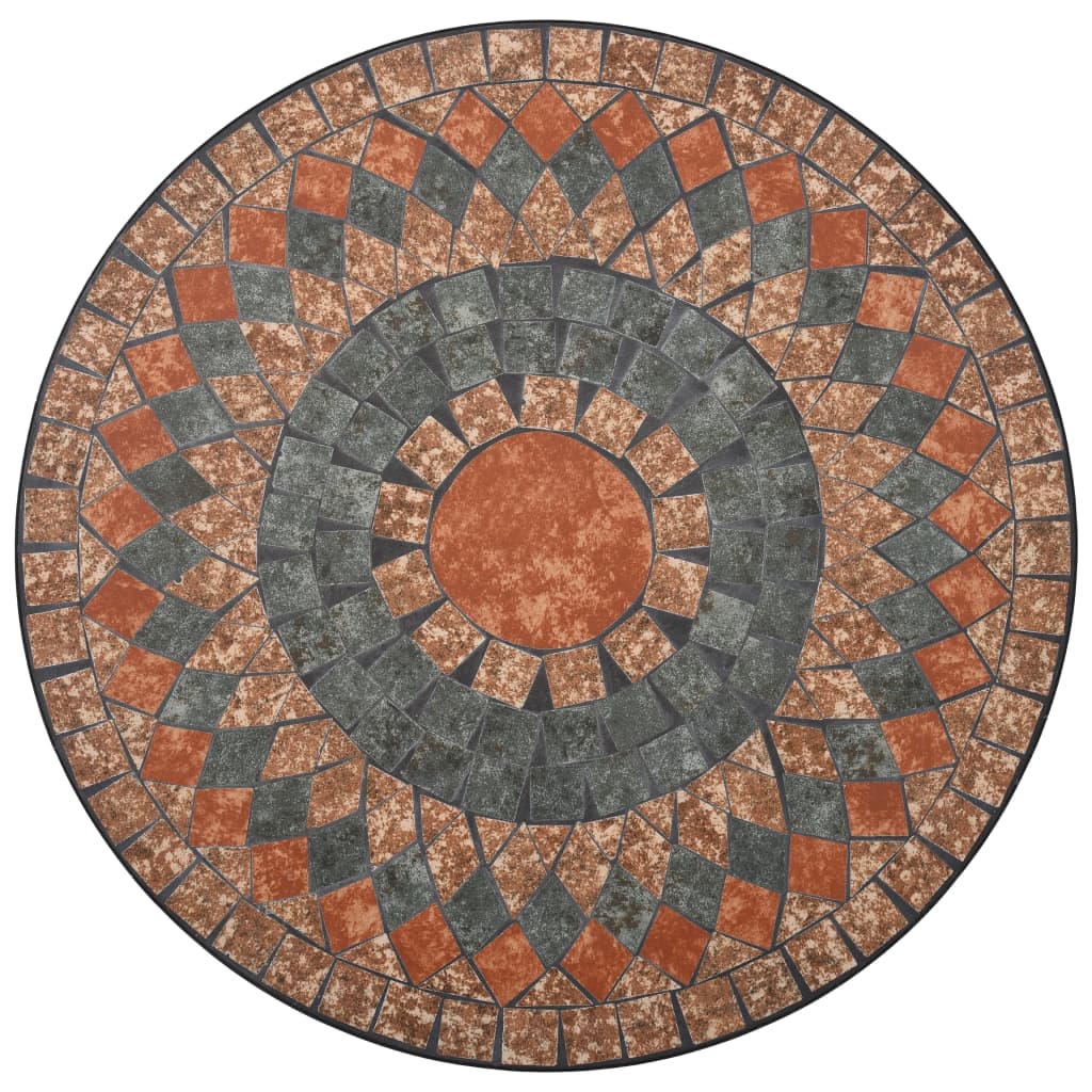 3 Piece Mosaic Bistro Set Ceramic Tile Orange/Grey - Newstart Furniture