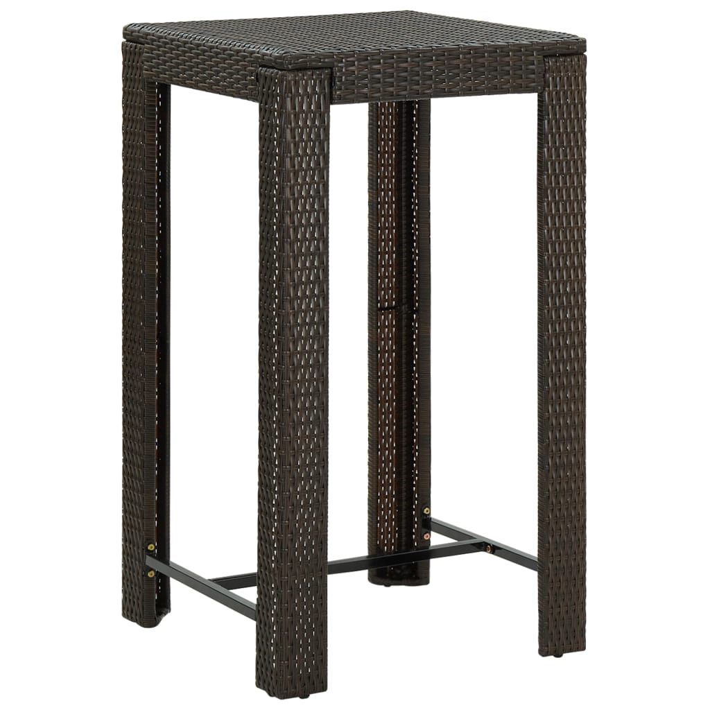 3 Piece Outdoor Bar Set with Armrest Poly Rattan Brown - Newstart Furniture