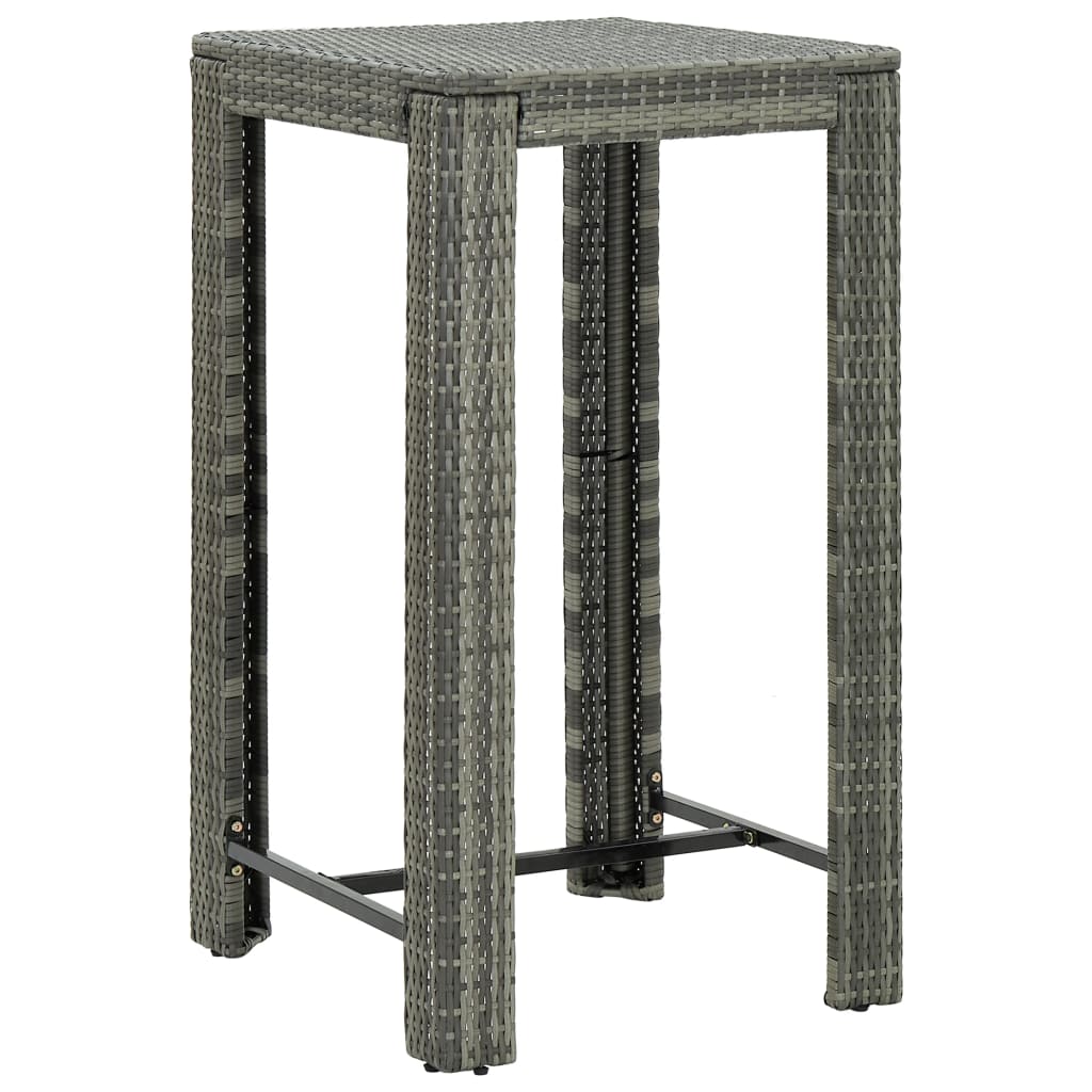 3 Piece Outdoor Bar Set with Armrest Poly Rattan Grey - Newstart Furniture