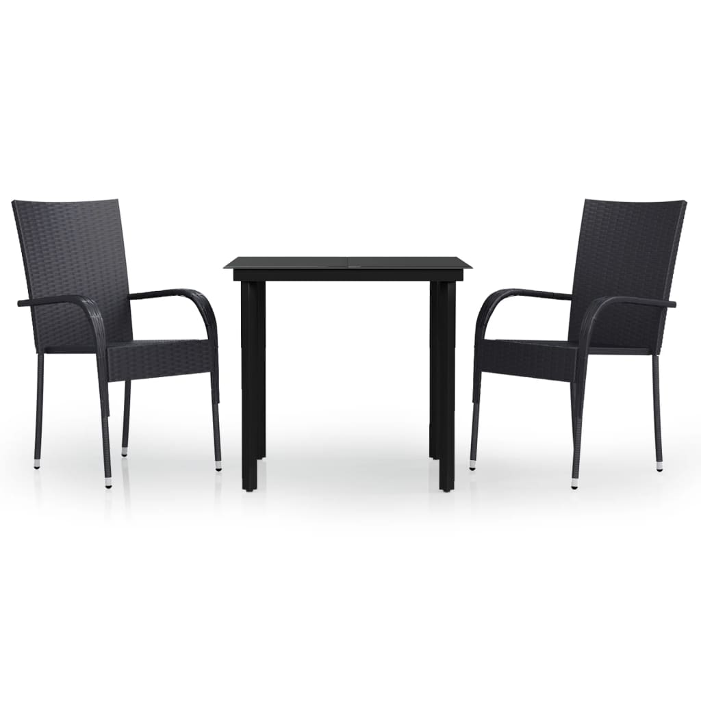 3 Piece Outdoor Dining Set Black - Newstart Furniture