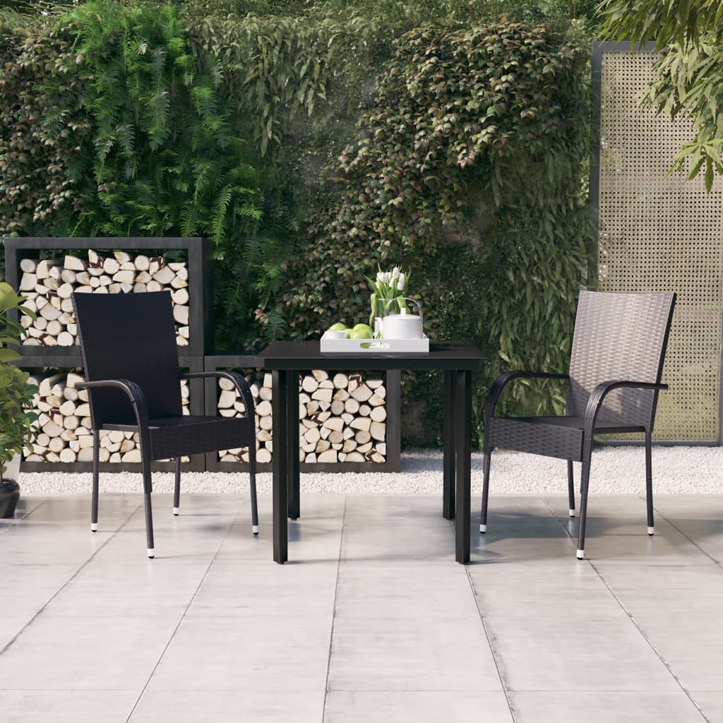 3 Piece Outdoor Dining Set Black - Newstart Furniture