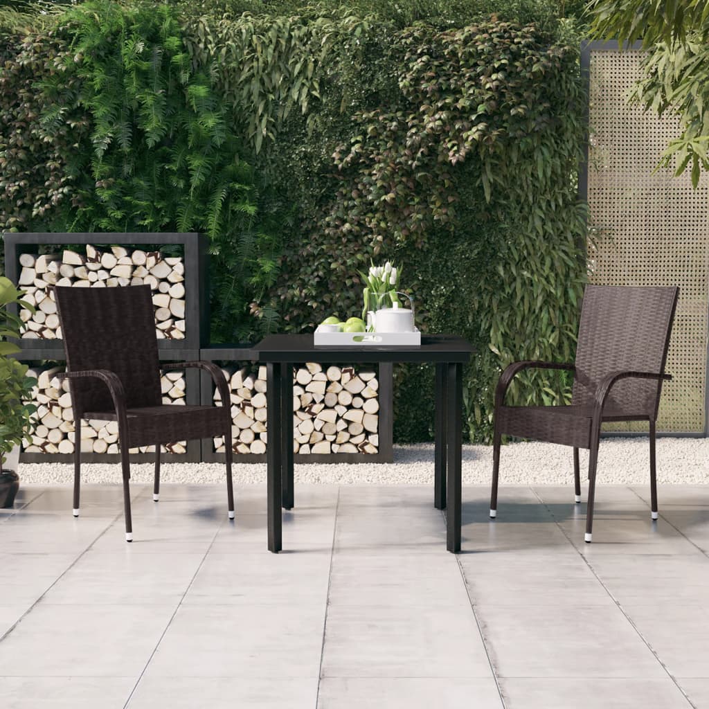 3 Piece Outdoor Dining Set Brown and Black - Newstart Furniture