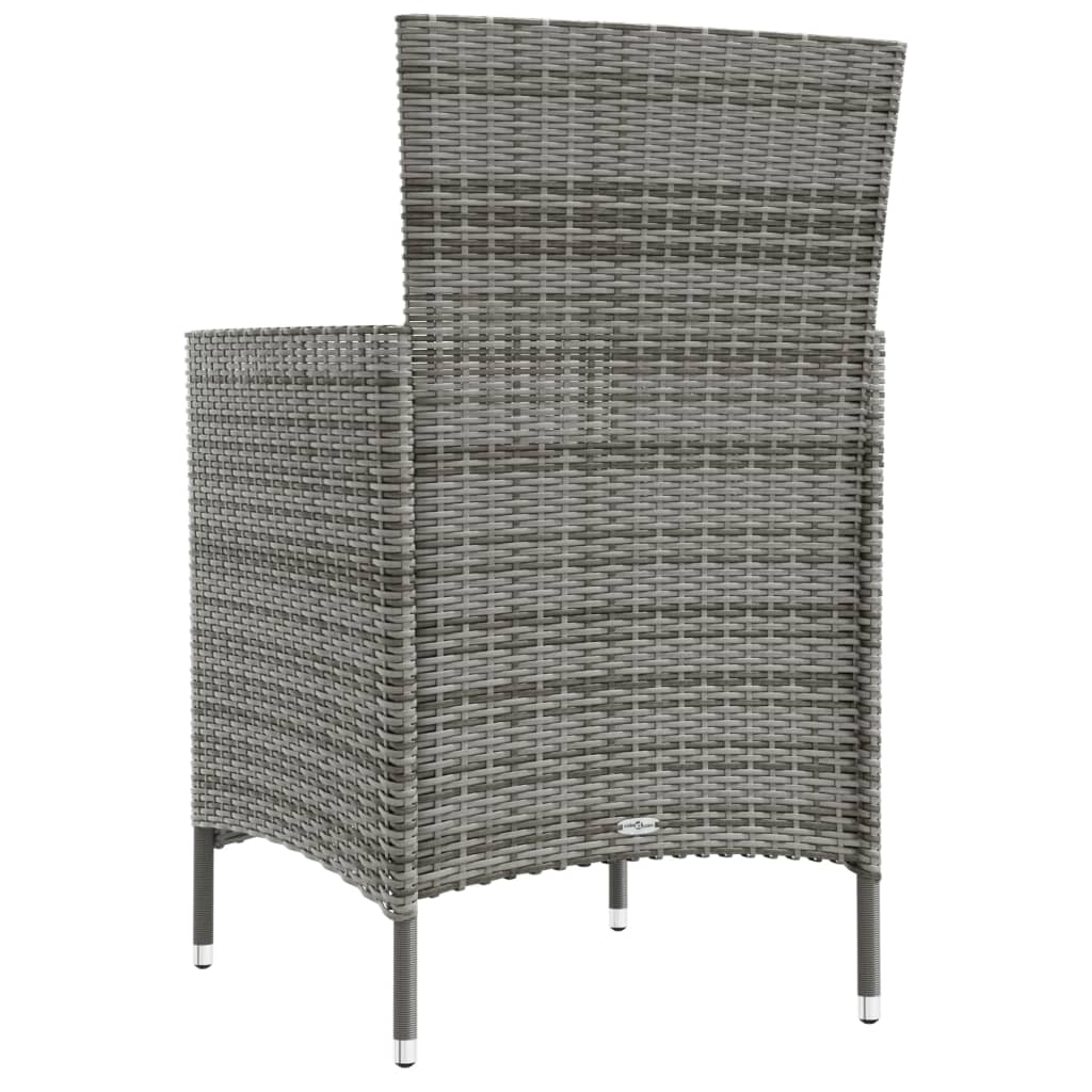 3 Piece Outdoor Dining Set with Cushions Poly Rattan Grey - Newstart Furniture