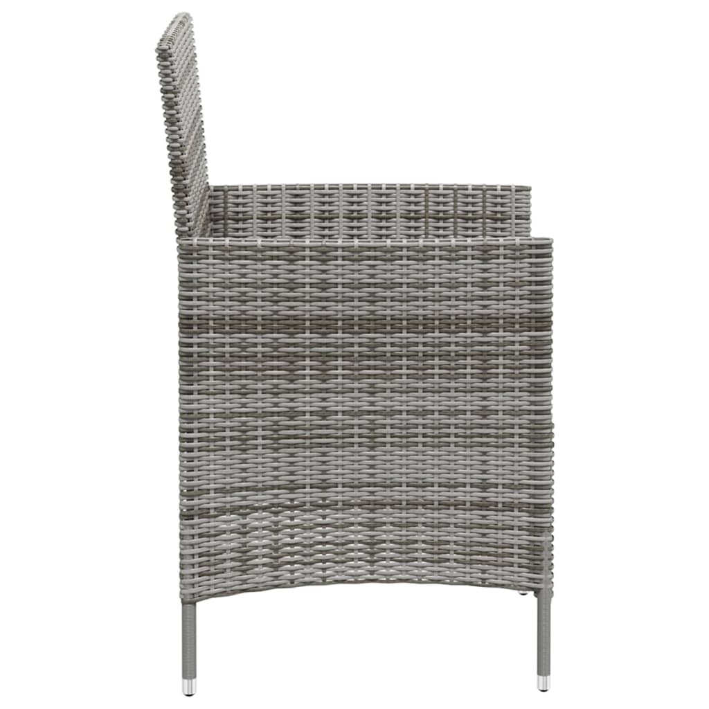 3 Piece Outdoor Dining Set with Cushions Poly Rattan Grey - Newstart Furniture