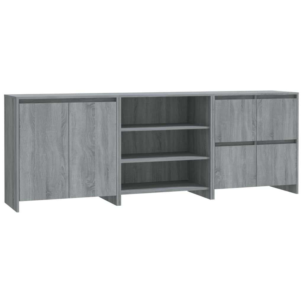3 Piece Sideboard Grey Sonoma Engineered Wood - Newstart Furniture