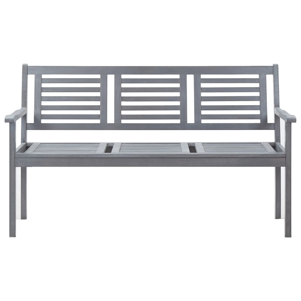 3-Seater Garden Bench 150 cm Grey Solid Eucalyptus Wood - Newstart Furniture