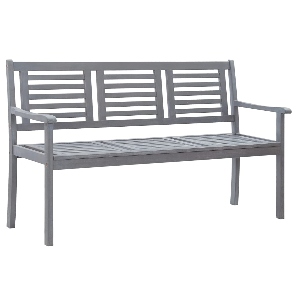 3-Seater Garden Bench 150 cm Grey Solid Eucalyptus Wood - Newstart Furniture