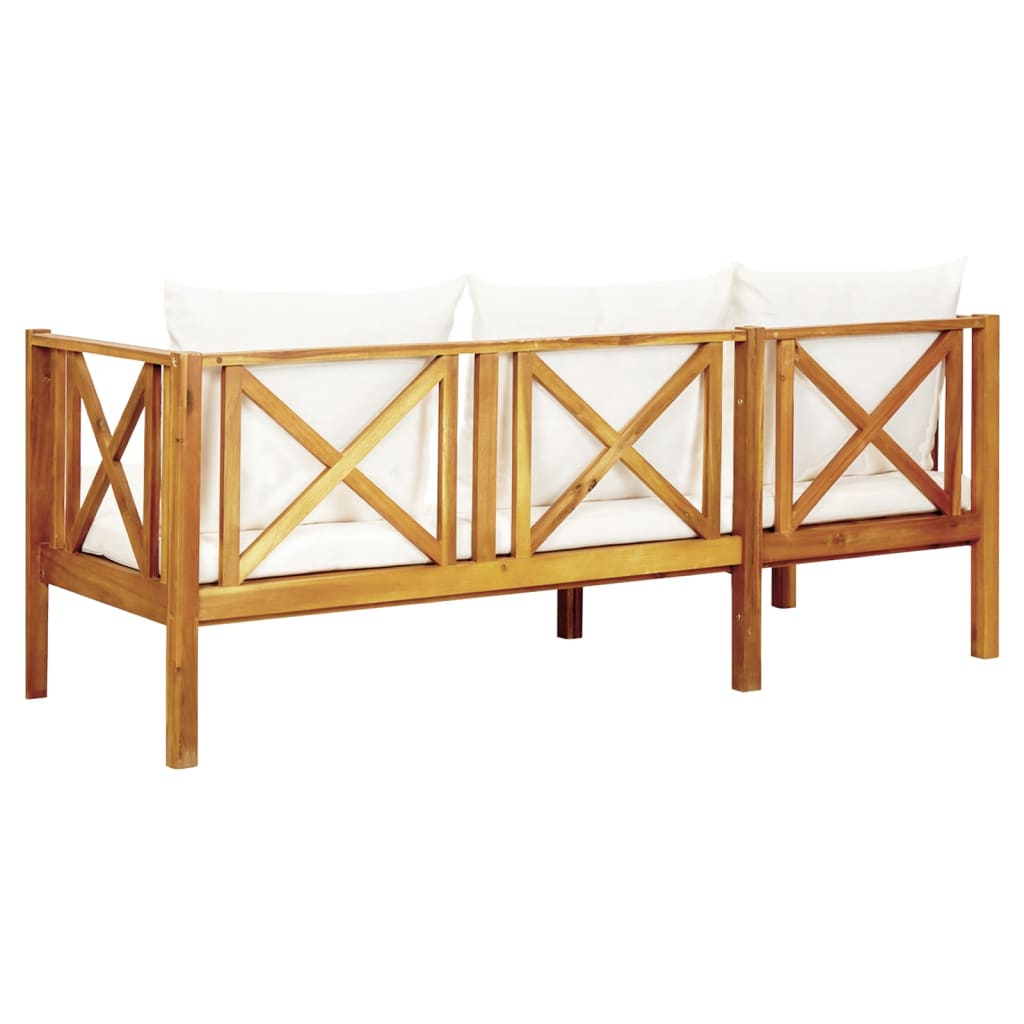 3-Seater Garden Bench with Cushions 179 cm Solid Acacia Wood - Newstart Furniture