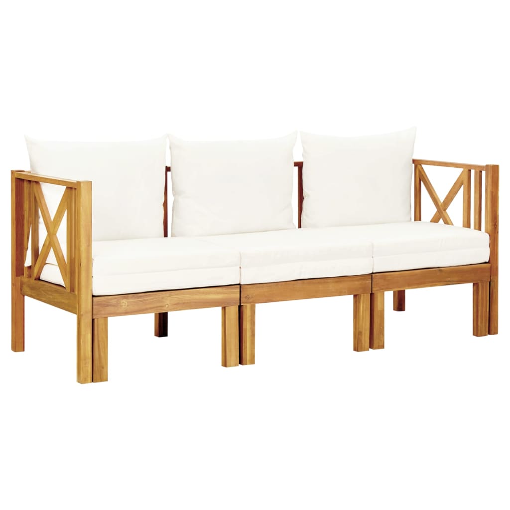 3-Seater Garden Bench with Cushions 179 cm Solid Acacia Wood - Newstart Furniture