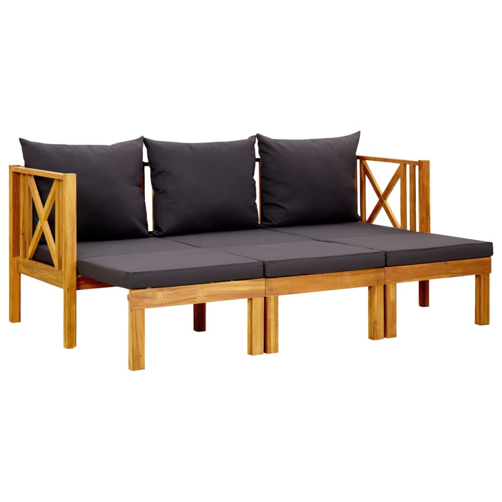 3-Seater Garden Bench with Cushions 179 cm Solid Acacia Wood - Newstart Furniture