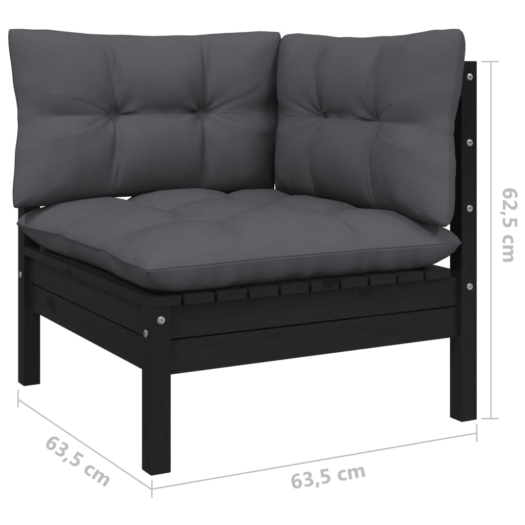 3-Seater Garden Sofa with Anthracite Cushions Solid Pinewood - Newstart Furniture