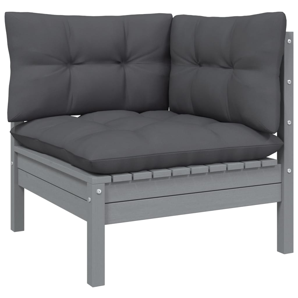 3-Seater Garden Sofa with Anthracite Cushions Solid Pinewood - Newstart Furniture