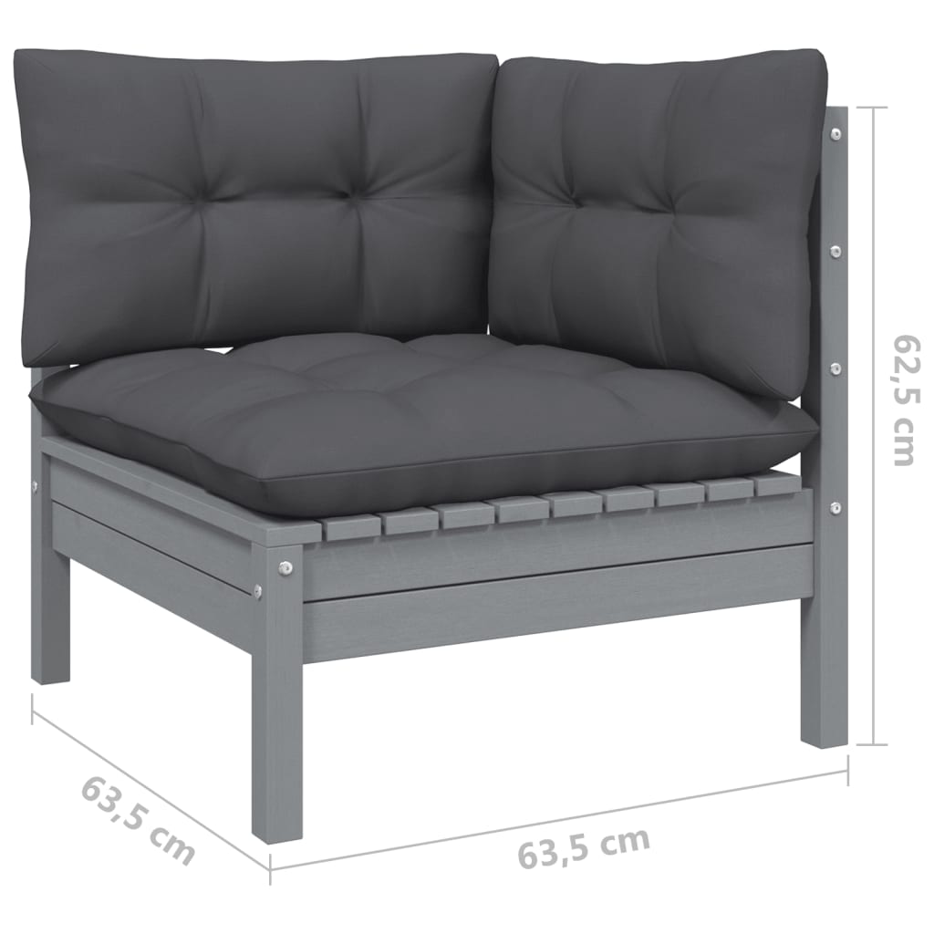 3-Seater Garden Sofa with Anthracite Cushions Solid Pinewood - Newstart Furniture