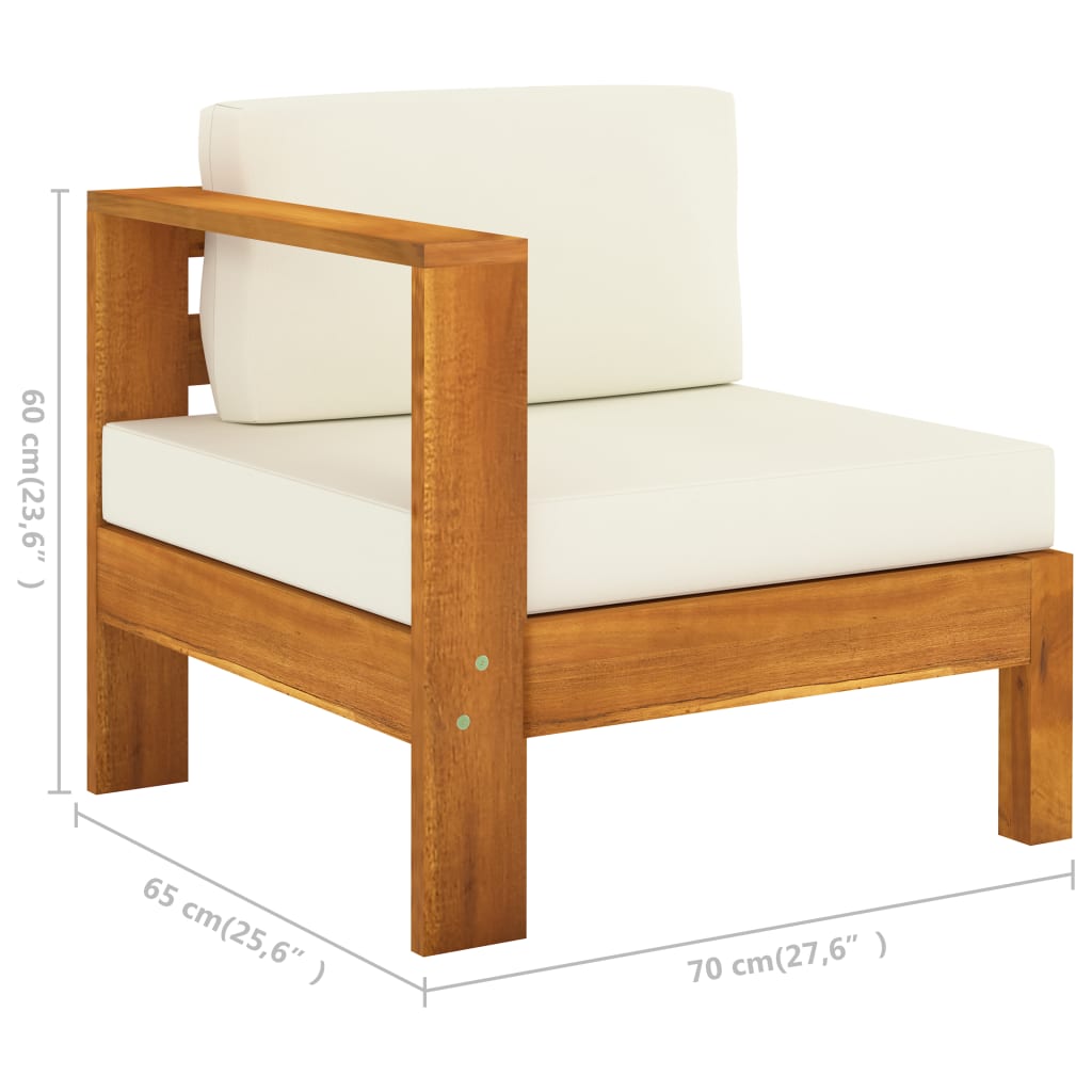 3-Seater Garden Sofa with Cream White Cushions Solid Acacia Wood - Newstart Furniture