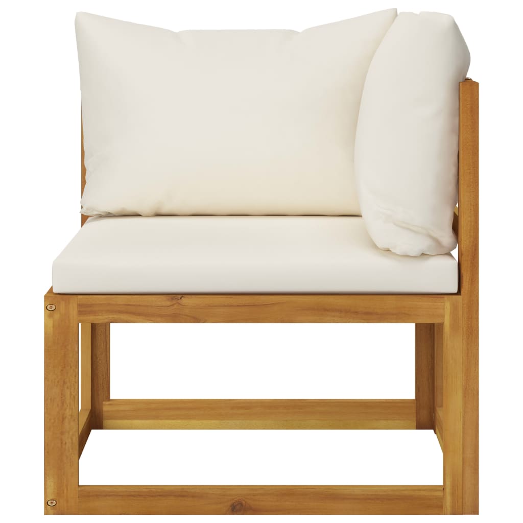 3-Seater Garden Sofa with Cushion Cream Solid Acacia Wood - Newstart Furniture